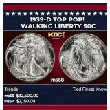 1939-d Walking Liberty Half Dollar TOP POP! 50c ms