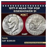 1977-p Eisenhower Dollar Near Top Pop $1 ms67 SEGS