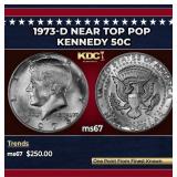 1973-d Kennedy Half Dollar Near Top Pop 50c ms67 S