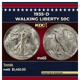 1935-d Walking Liberty Half Dollar 50c ms65 SEGS