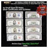 4x Small Sized $5 Notes 1934/1953 Silver Certifica
