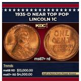 1935-d Lincoln Cent Near Top Pop 1c ms67+ rd SEGS