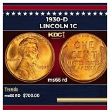 1930-d Lincoln Cent 1c Grades ms66 rd