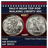 1942-p Walking Liberty Half Dollar Near Top Pop 50