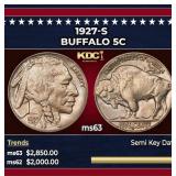 1927-s Buffalo Nickel 5c ms63 USCG