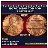 1977-d Lincoln Cent Near Top Pop 1c ms67+ rd SEGS