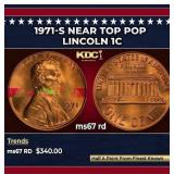 1971-s Lincoln Cent Near Top Pop 1c ms67 rd SEGS
