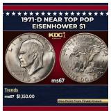 1971-d Eisenhower Dollar Near Top Pop $1 ms67 SEGS
