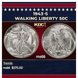 1943-s Walking Liberty Half Dollar 50c Grades ms66