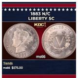 1883 n/c Liberty Nickel 5c Grades ms66