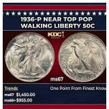 1936-p Walking Liberty Half Dollar Near Top Pop 50