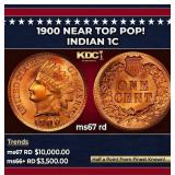 1900 Indian Cent Near Top Pop! 1c ms67 rd SEGS