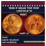 1938-p Lincoln Cent Near Top Pop 1c ms67+ rd SEGS