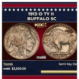 1913-d Ty II Buffalo Nickel 5c ms66 SEGS