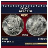 1922-d Peace Dollar $1 Grades ms65