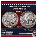 1938-d/d Buffalo Nickel TOP POP! 5c ms68 SEGS