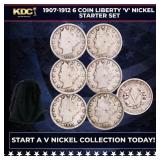 1907-1912 6 Coin Liberty 'V' Nickel Starter Set