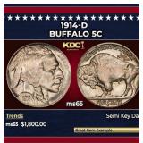1914-d Buffalo Nickel 5c ms65 SEGS