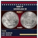 1881-p Morgan Dollar $1 Grades ms65+
