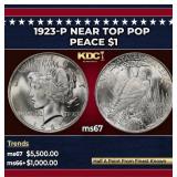 1923-p Peace Dollar Near Top Pop $1 ms67 SEGS