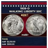 1939-d Walking Liberty Half Dollar 50c ms66+ SEGS