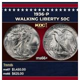 1936-p Walking Liberty Half Dollar 50c ms66+ SEGS