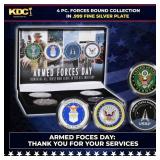 4 Coin Armied Forces Silver Plated Round Collectio