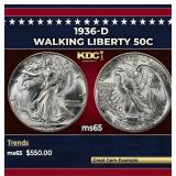 1936-d Walking Liberty Half Dollar 50c Grades ms65