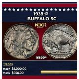 1928-p Buffalo Nickel 5c ms66+ SEGS