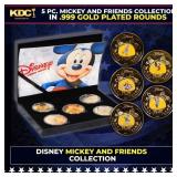 5 Coin Disney Mickey and Friends Gold Plated Round