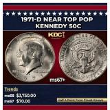1971-d Kennedy Half Dollar Near Top Pop 50c ms67+