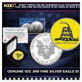 Don't Tread On Me Gadsden Flag Colorized 1oz .999