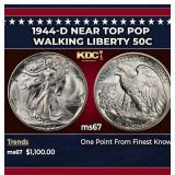 1944-d Walking Liberty Half Dollar Near Top Pop 50