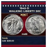 1945-d Walking Liberty Half Dollar 50c Grades ms66