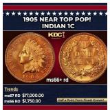 1905 Indian Cent Near Top Pop! 1c ms66+ rd SEGS