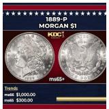 1889-p Morgan Dollar $1 Grades ms65+