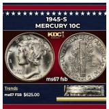 1945-s Mercury Dime 10c ms67 fsb SEGS