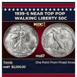 1939-s Walking Liberty Half Dollar Near Top Pop 50