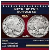 1937-d Buffalo Nickel TOP POP! 5c ms68+ SEGS