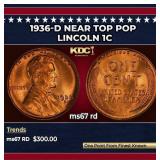 1936-d Lincoln Cent Near Top Pop 1c ms67 rd SEGS
