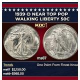 1939-d Walking Liberty Half Dollar Near Top Pop 50