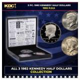 Complete 3 PC. 1982 Kennedy Half Dollar 50c set In
