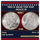 1923-d Peace Dollar Near Top Pop $1 ms66 SEGS