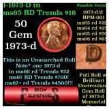 BU Shotgun Lincoln 1c roll, 1973-d 50 pcs Bank Wra