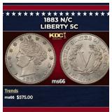 1883 n/c Liberty Nickel 5c Grades ms66