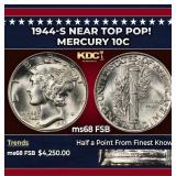 1944-s Mercury Dime Near Top Pop! 10c ms68 FSB SEG