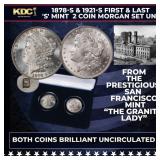 1878-s & 1921-s First & Last 'S' Mint  2 Coin Morg