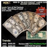 1x 1899 $1 'Black Eagle' Large Size Silver Certifi
