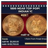 1899 Indian Cent Near Top Pop! 1c ms67 rd SEGS