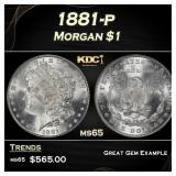 1881-p Morgan Dollar $1 Grades ms65